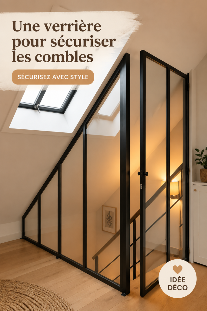 Verrière élégante dans des combles rénovés, apportant lumière et sécurité.
