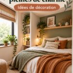 Chambre à coucher petite et charmante avec des meubles astucieux