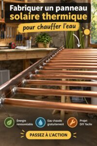 Panneau solaire construit pour chauffer l'eau dans un jardin