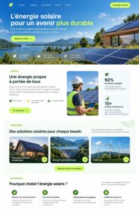 Design de page captivant pour promouvoir l'énergie solaire en décoration intérieure.