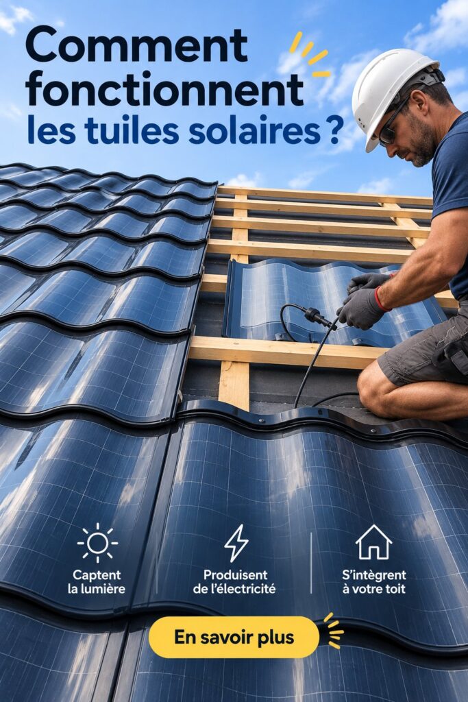 Une maison moderne avec une toiture équipée de tuiles solaires.