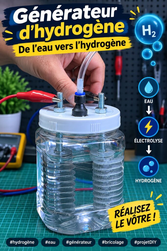 Générateur d'hydrogène fait maison, avec des éléments simples et accessibles.