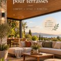 Plafond en bois élégant sur une terrasse extérieure aménagée