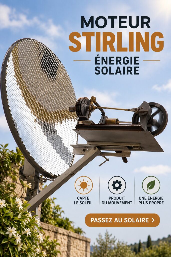 Installation d'un moteur Stirling pour une énergie solaire efficace dans une maison moderne.