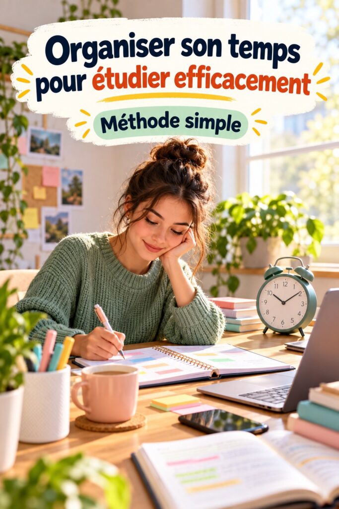Un coin d'étude chaleureux avec un bureau bien organisé et des livres.