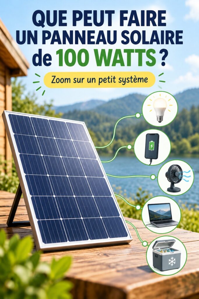 Un panneau solaire de 100 watts installé sur le toit d'une maison moderne.