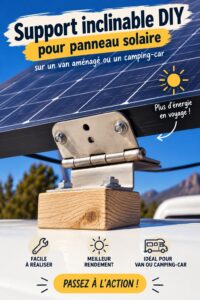 Installation d'un panneau solaire incliné sur un van pour une meilleure autonomie