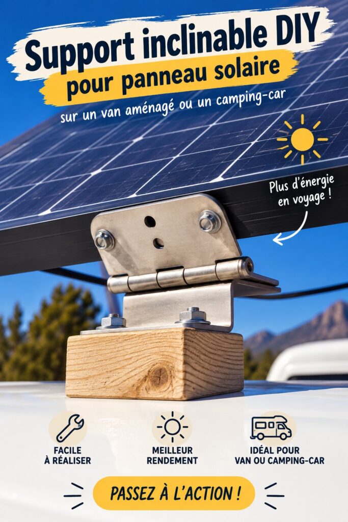 Installation d'un panneau solaire incliné sur un van pour une meilleure autonomie