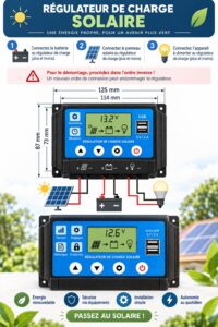 Régulateur de charge solaire installé sur un système d'énergie renouvelable.