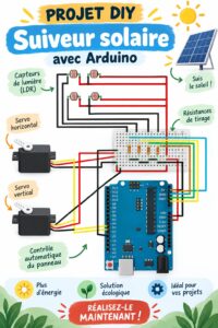 Un suiveur solaire en fonctionnement, axé sur une disposition de panneaux solaires utilisant Arduino.