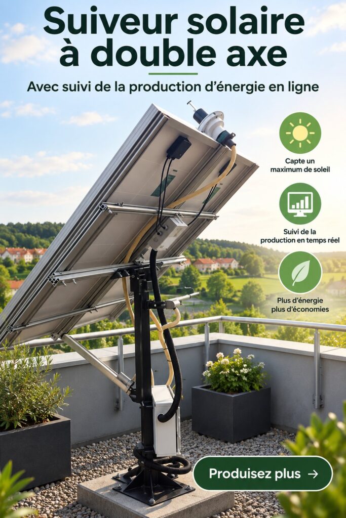 Installation d'un suivi solaire à double axe sur un toit avec monitorage en ligne
