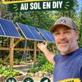 Montage d'un support solaire DIY dans un jardin élégant