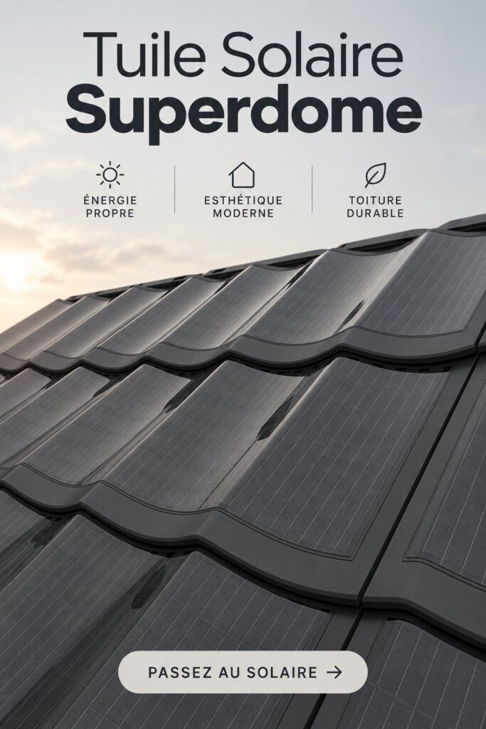 Toiture moderne avec tuiles solaires intégrées, donnant une allure élégante et durable à la maison.