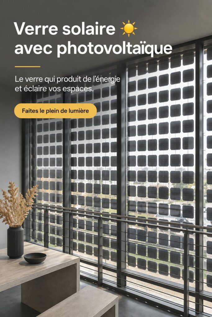 Intérieur moderne avec des éléments en verre photovoltaïque