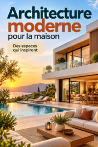 Maison avec architecture moderne, lignes épurées et grandes fenêtres