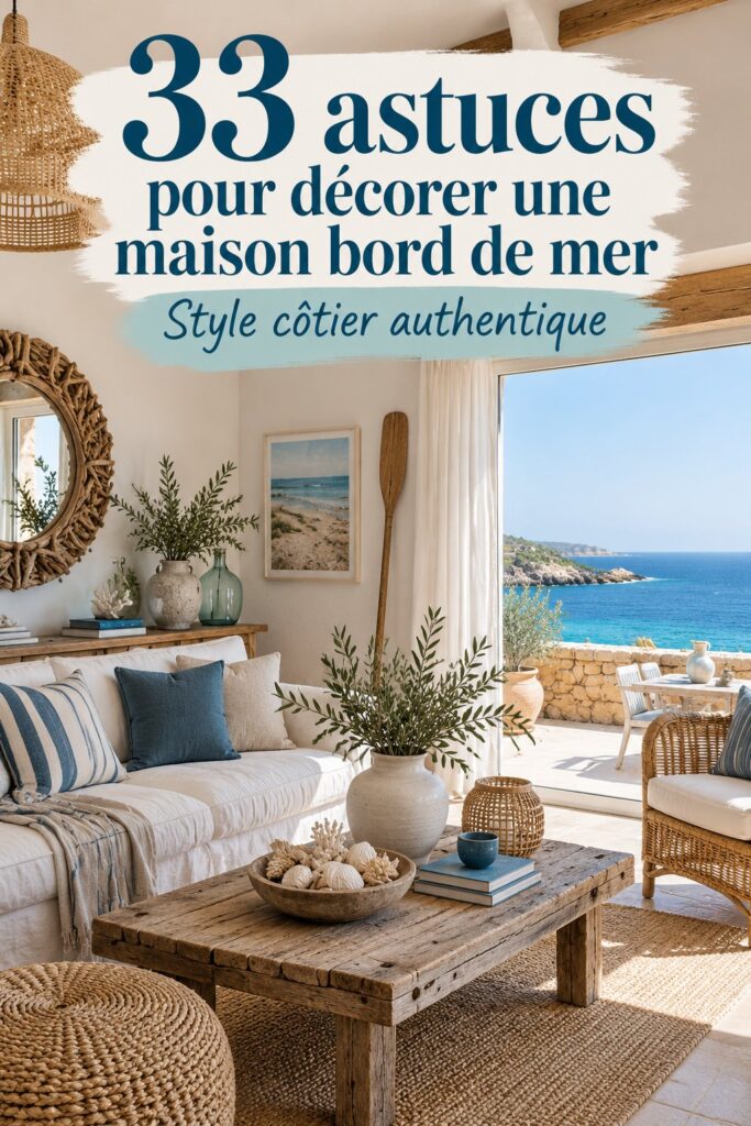 Maison décorée dans un style bord de mer avec des couleurs douces et des accessoires marins