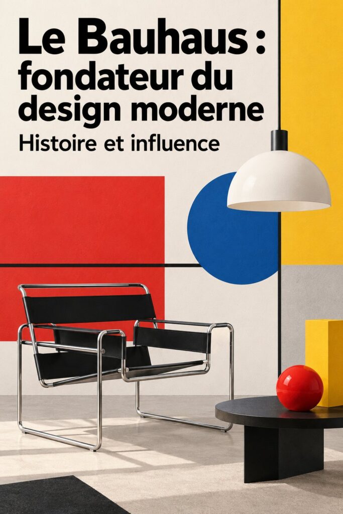 Intérieur moderne inspiré par le Bauhaus avec des lignes épurées et des matériaux fonctionnels.