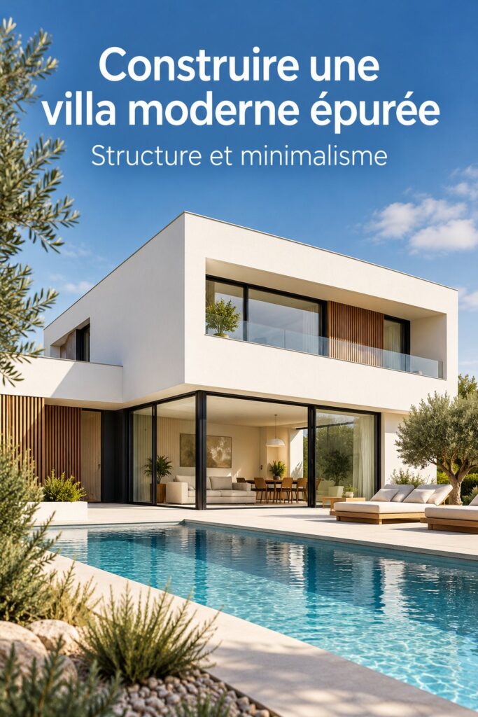Visualisation d'une villa moderne épurée avec une architecture contemporaine.