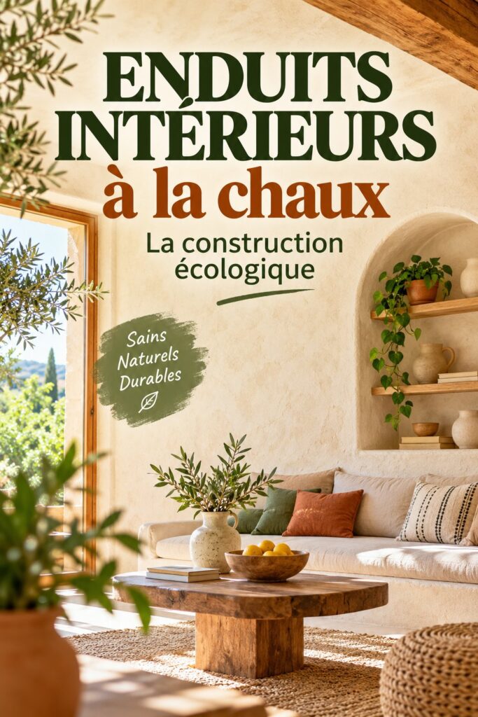 Murs en enduit à la chaux avec une teinte naturelle et chaleureuse dans un intérieur moderne.