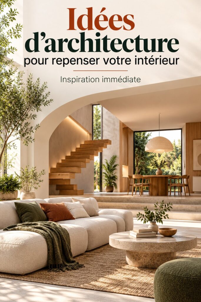 Intérieur moderne avec des éléments architecturaux chaleureux et pratiques.
