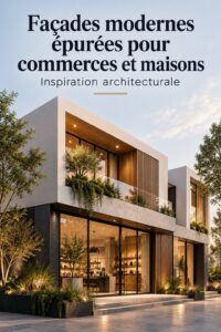 Exemple de façade moderne en bois et acier, reflétant un style contemporain et chaleureux.