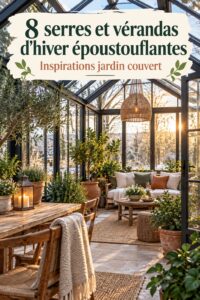 Un jardin d'hiver vibrant avec des plantes luxuriantes et un éclairage doux, créant une ambiance chaleureuse.