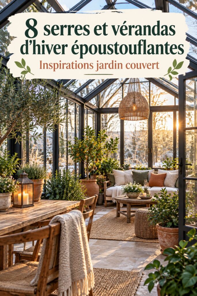 Un jardin d'hiver vibrant avec des plantes luxuriantes et un éclairage doux, créant une ambiance chaleureuse.