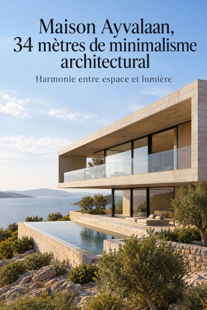 Intérieur de la Maison Ayvalaan, design minimaliste avec des tonalités claires.