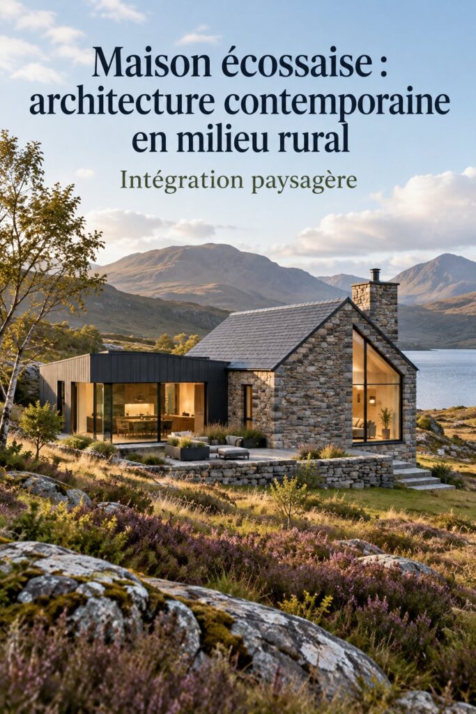 Maison contemporaine en milieu rural en Ecosse, avec grand jardin et architecture moderne
