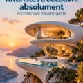 Une maison futuriste au design épuré avec de grandes fenêtres et des lignes modernes.