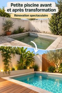 Petite piscine avec aménagement paysager accueillant et cosy.