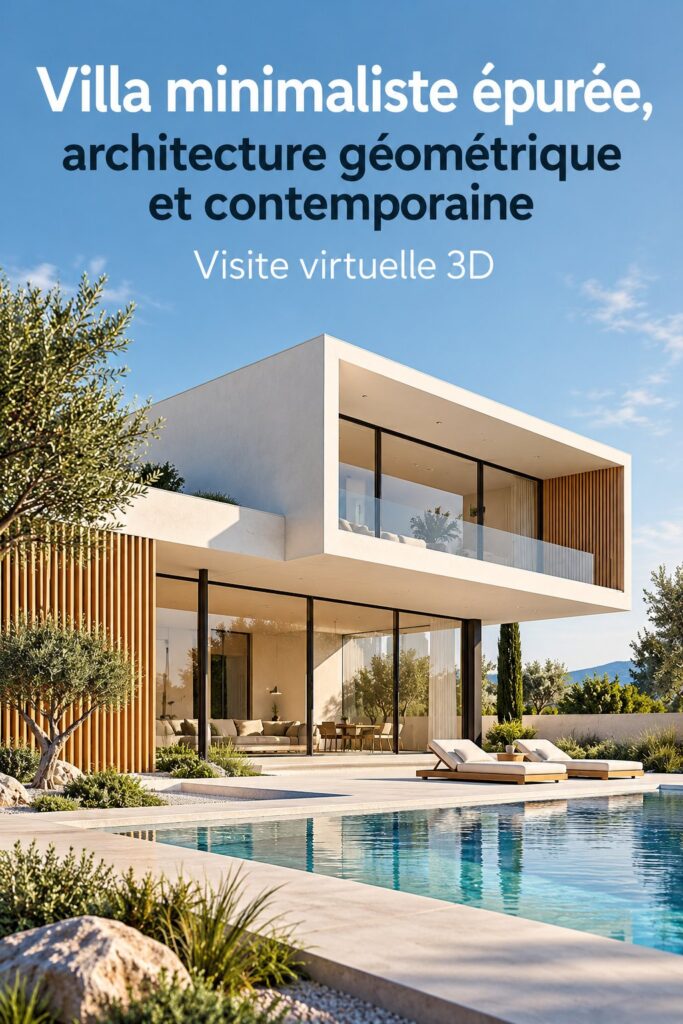 Villa minimaliste contemporaine avec architecture géométrique épurée.
