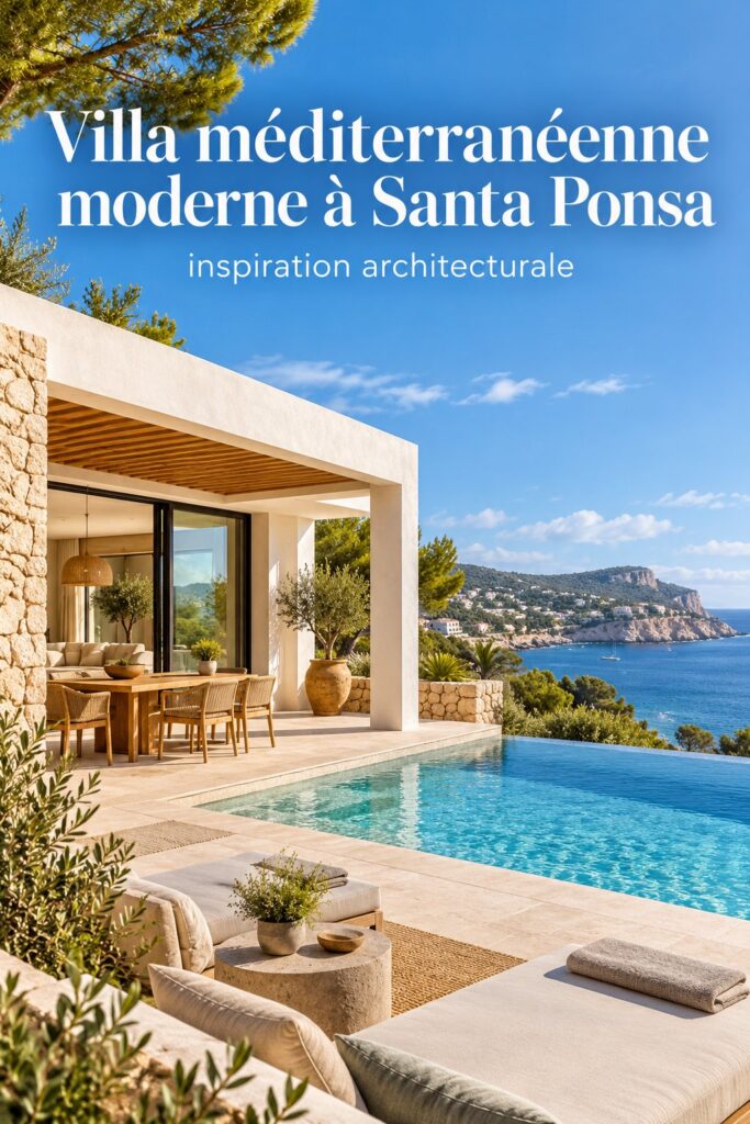 Vue extérieure d'une villa méditerranéenne moderne à Santa Ponsa